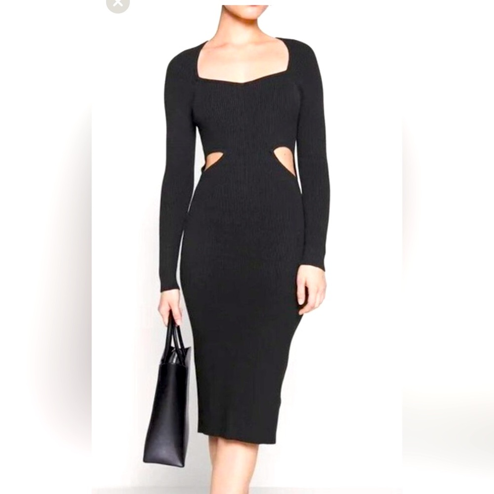NWT Abercrombie black cut out midi sweater dress XS petite